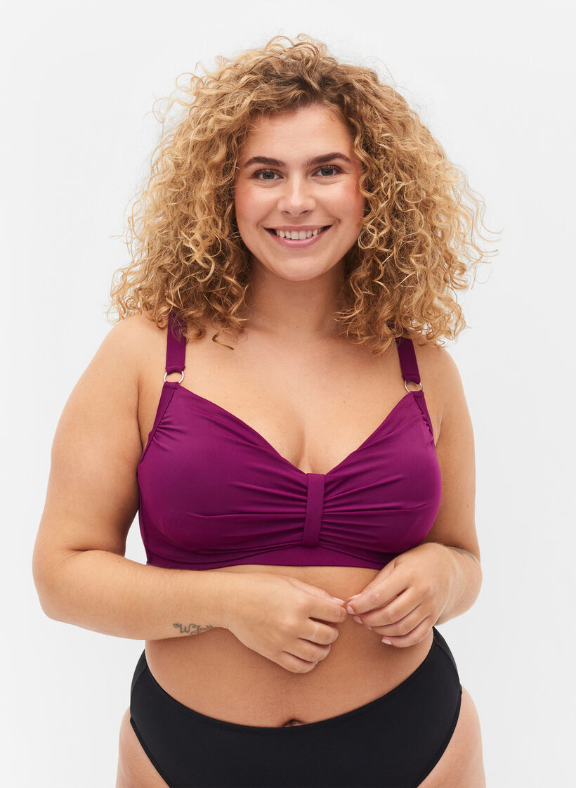 Bikini top with underwire, Dark Purple, Model image number 0