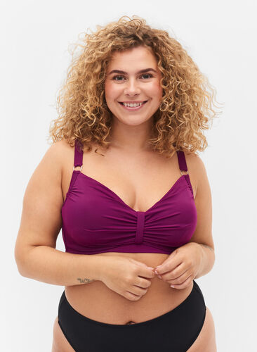Bikini top with underwire, Dark Purple, Model image number 0
