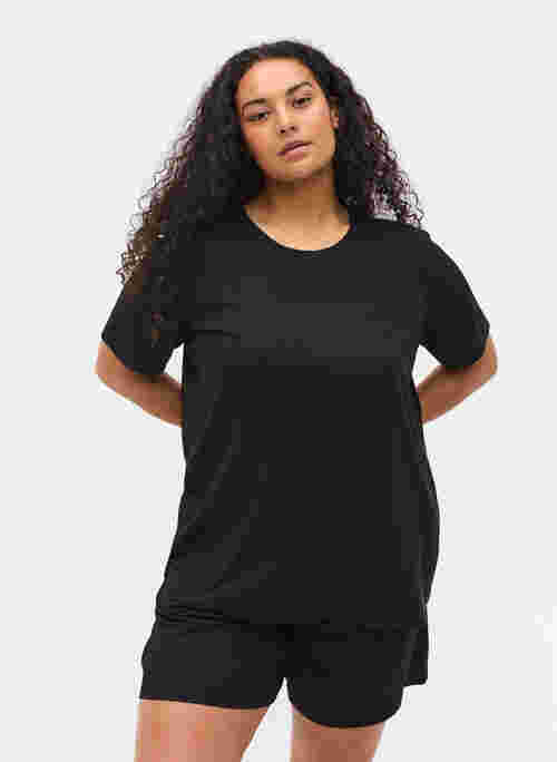 Short-sleeved t-shirt in ribbed fabric