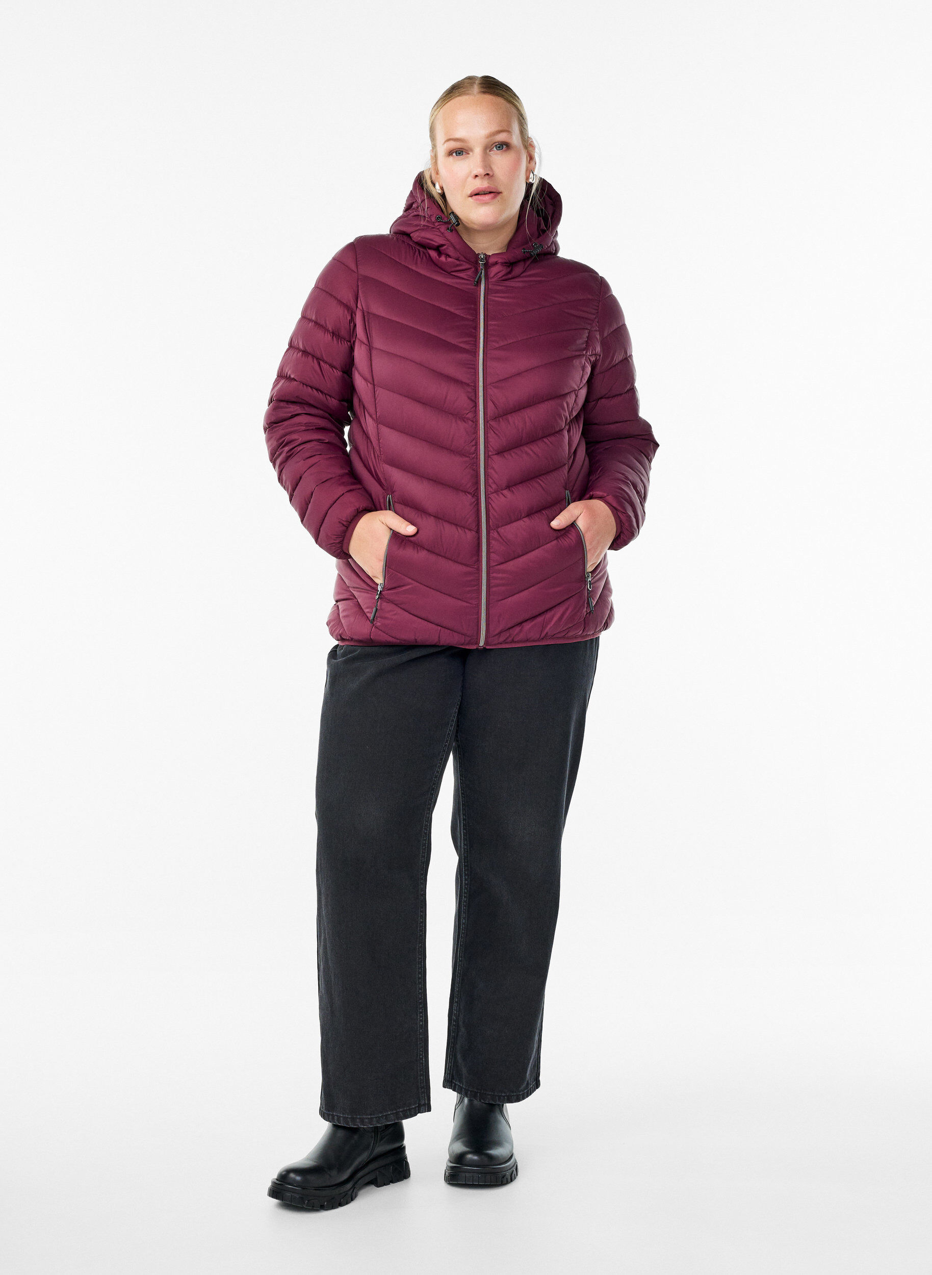 Zizzifashion Lightweight jacket with hood, Dark Bordeaux, Model image number 1