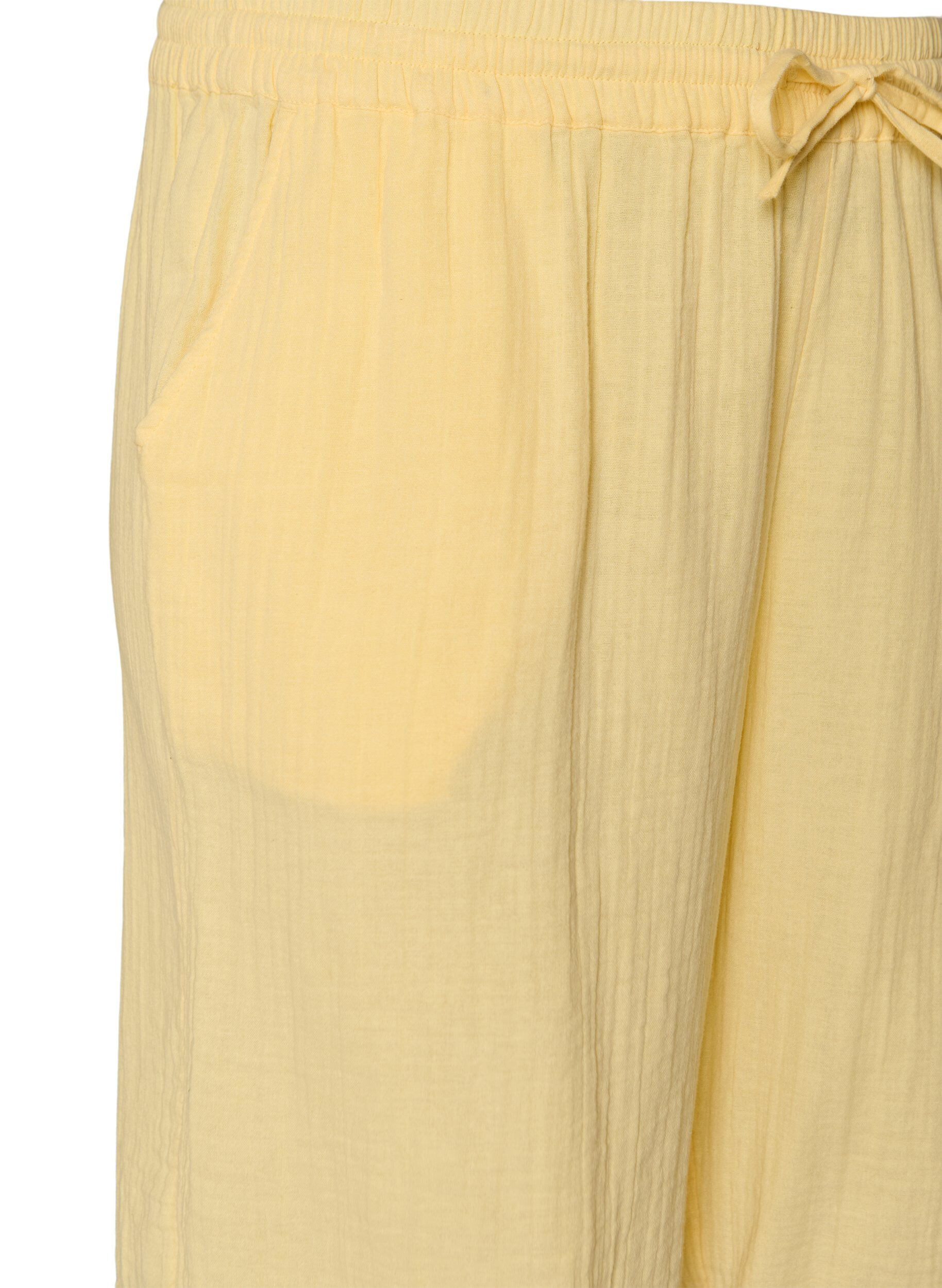ZizzifashionLoose cotton muslin shorts with a high waist, Yellow, Packshot image number 2