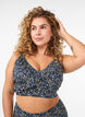 Floral bikini top with ruffle detail, Petrol, Model image number 0