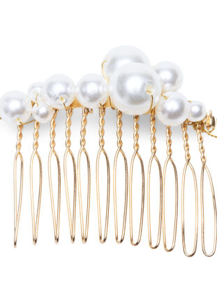 Beaded hair clips in a 3-pack, Pearl, Packshot image number 1