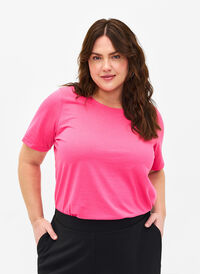 FLASH - T-shirt with round neck, Hot Pink, Model