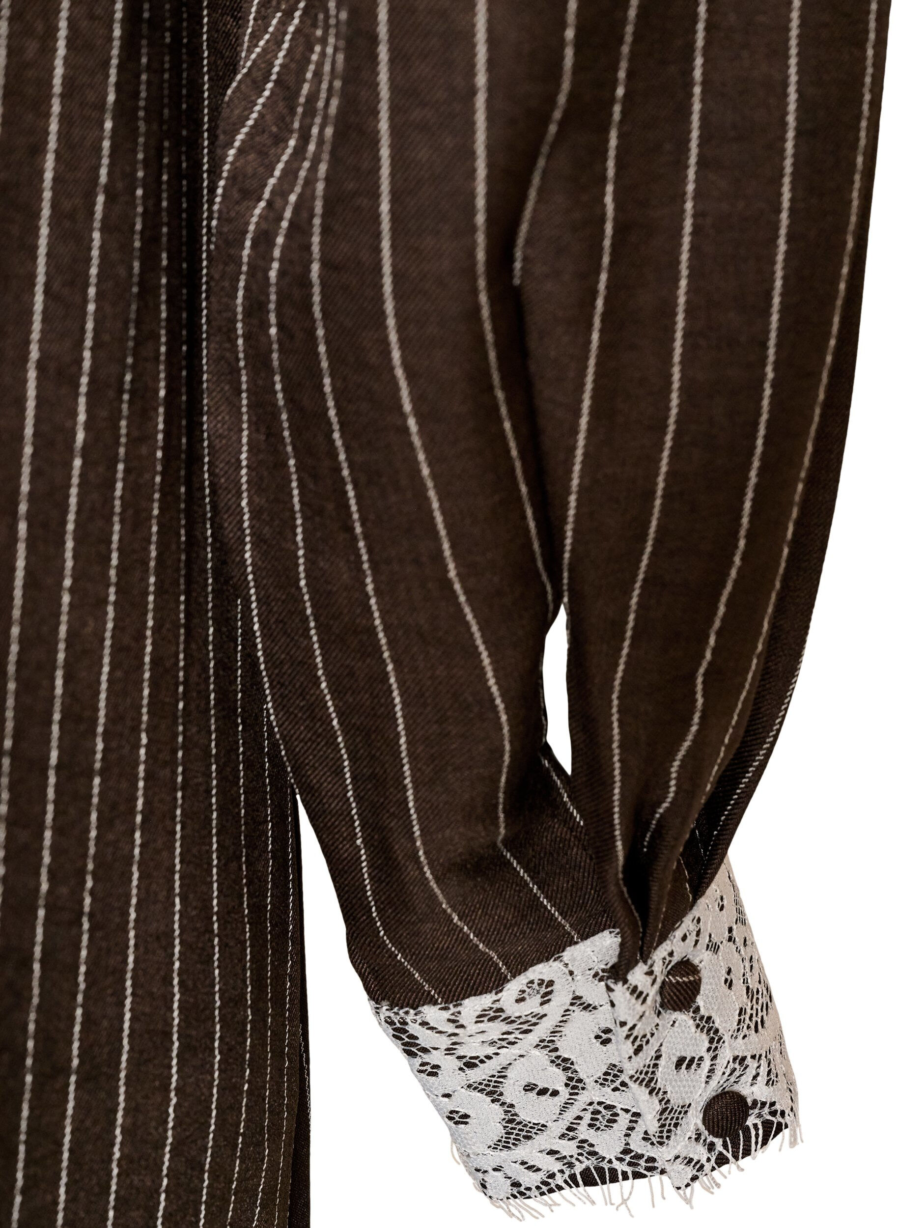 ZizzifashionKnee-length dress with pinstripes and lace trim, Brown, Packshot image number 3