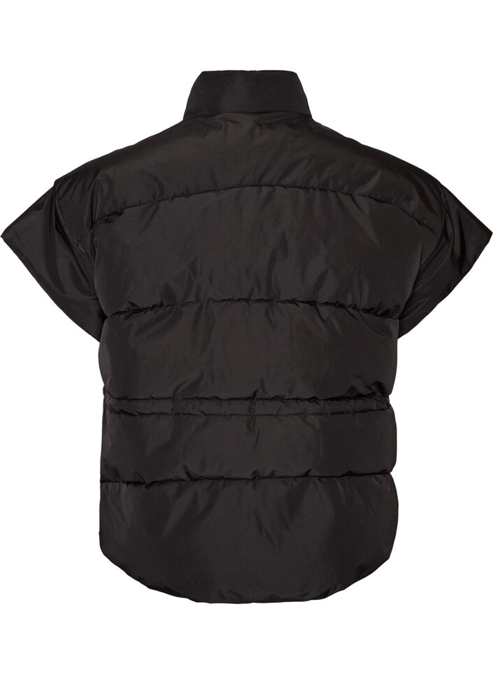 Puffer gilet with adjustable waist, Black, Packshot image number 1