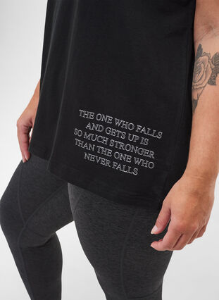 Cotton sports t-shirt with text and short sleeves, Black, Model image number 2