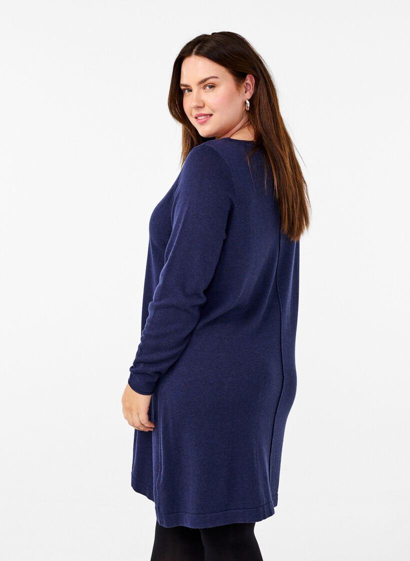 Knitted dress in cotton-viscose blend, Blue, Model image number 2