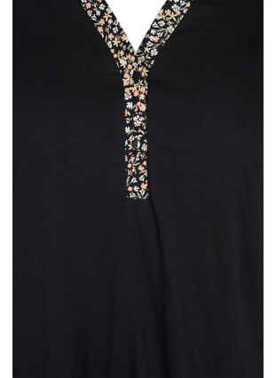 cotton night dress with printed detail, Black Ditzy Flower, Packshot image number 2