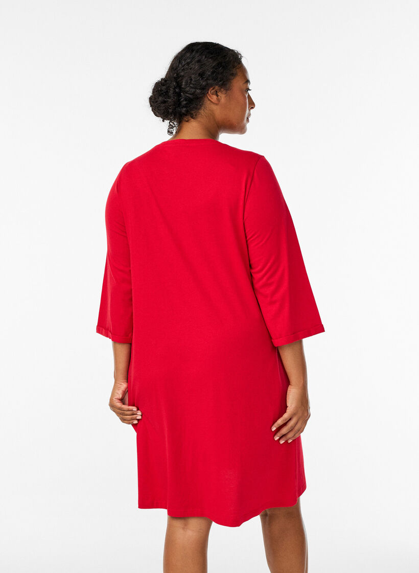 Nightdress in organic cotton with Christmas motif, Red, Model image number 2