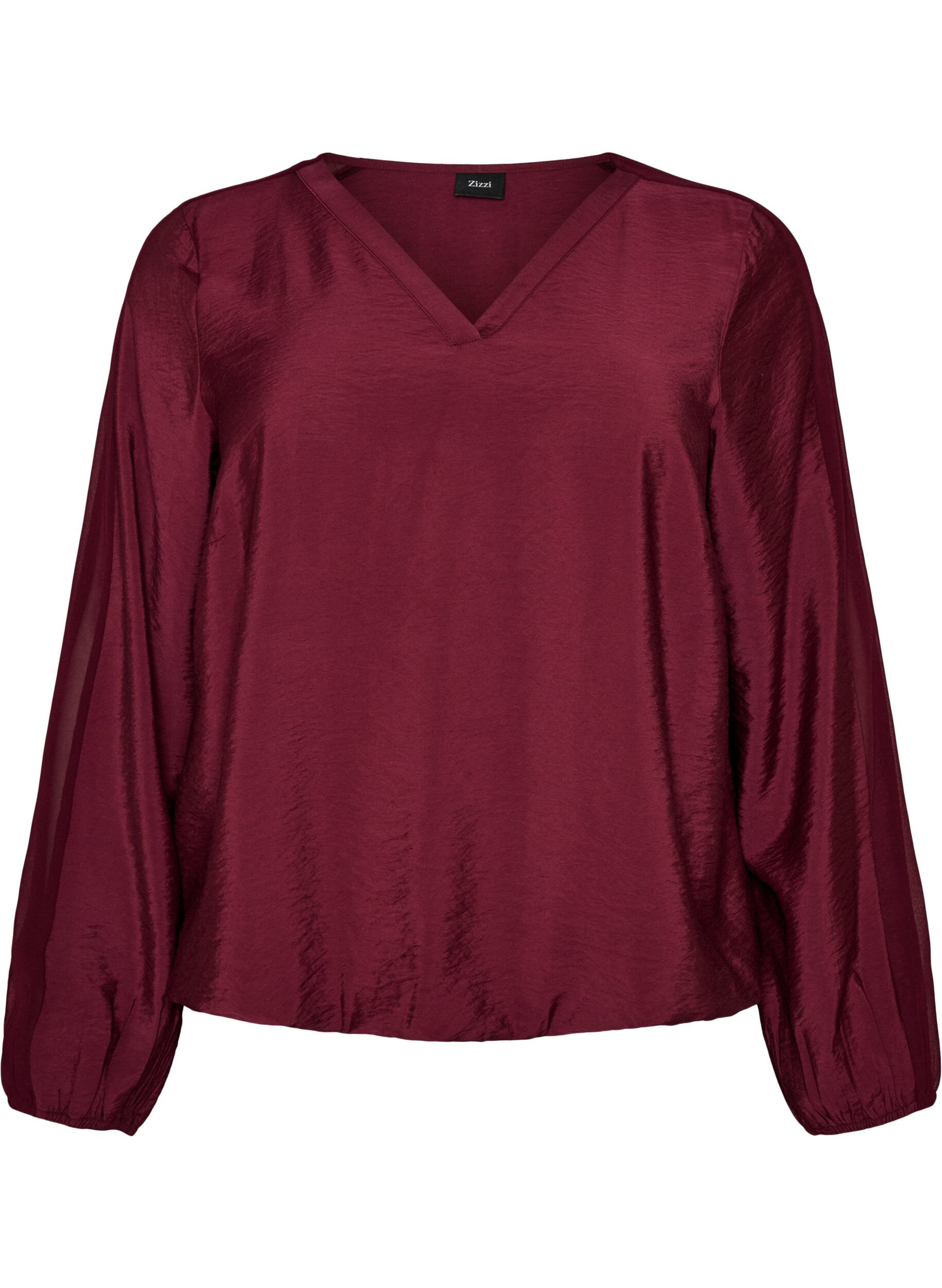 Blouse with balloon effect and chiffon details
