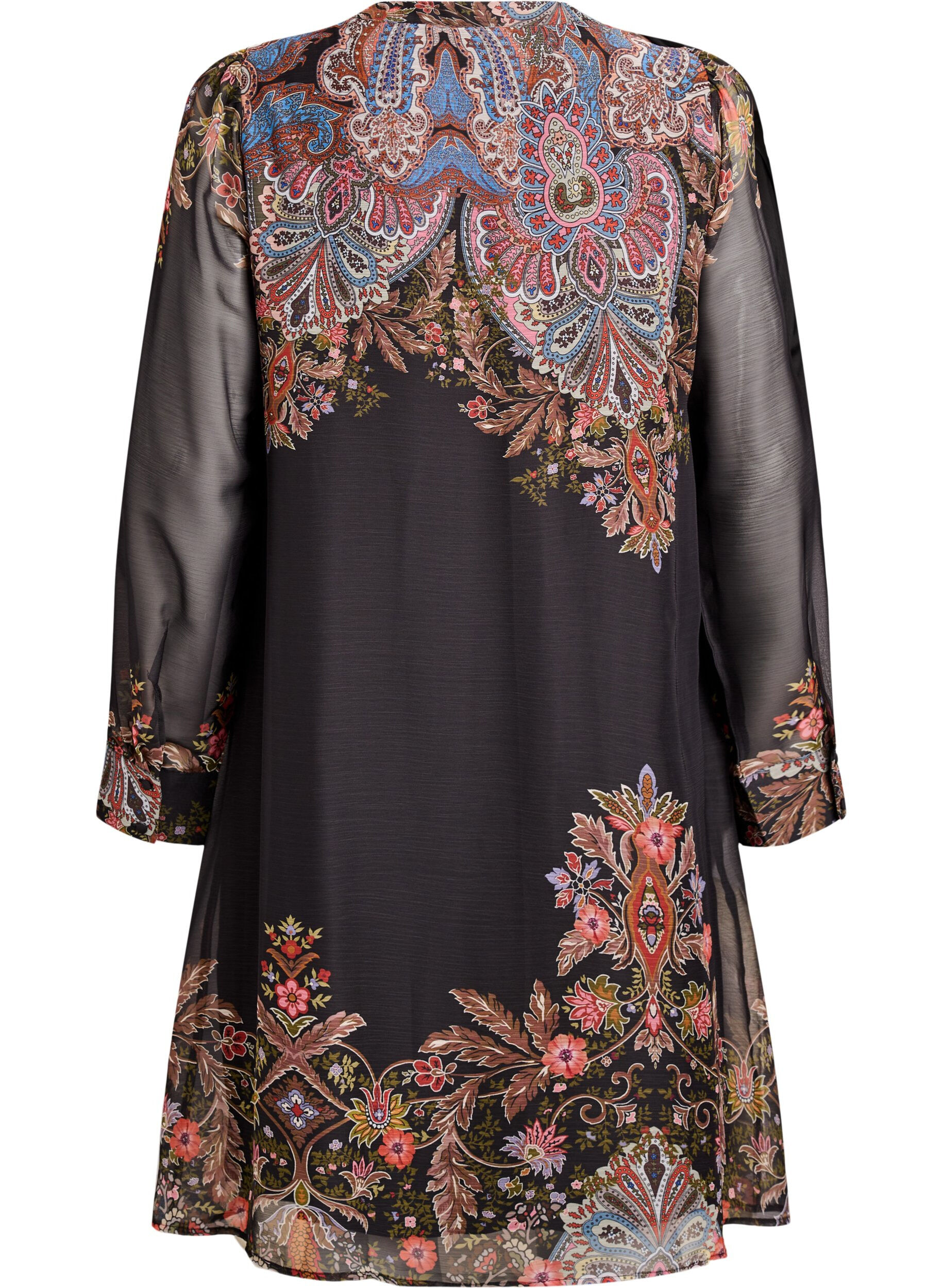 Zizzifashion Midi dress with paisley details and long sleeves, Black, Packshot image number 1