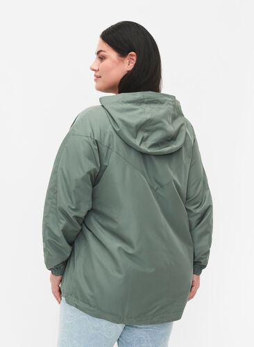 Short jacket with hood and adjustable bottom, Laurel Wreath, Model image number 1