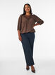 Blouse with 3/4 sleeves and lace details, Brown, Model image number 1