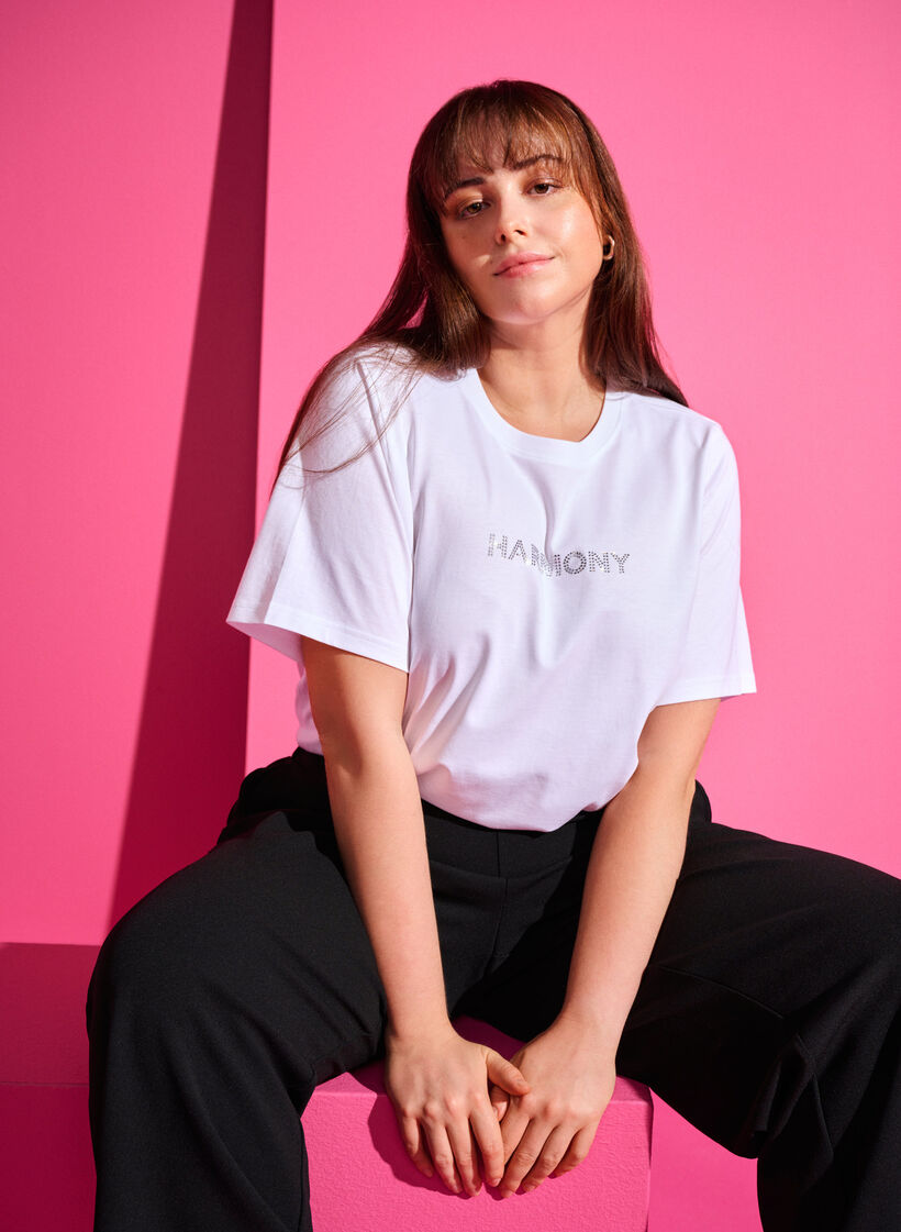 Organic cotton t-shirt with text, White HARMONY, Image image number 0