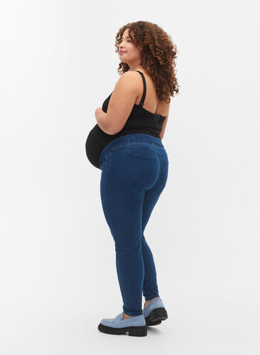 Pregnancy jeggings with back pockets, Dark blue, Model image number 1