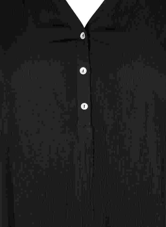 Viscose tunic with V-neck and buttons, Black, Packshot image number 2