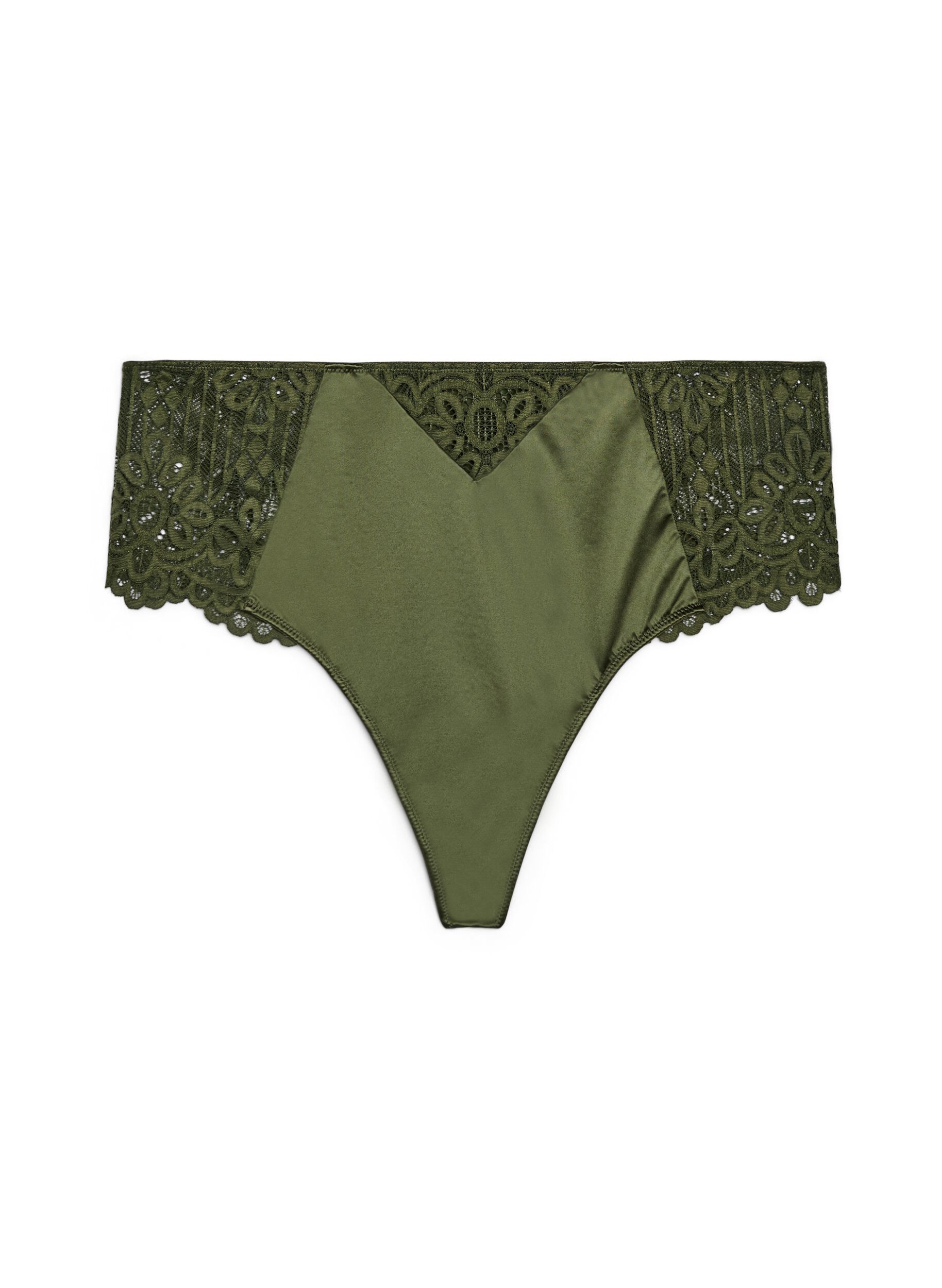 ZizzifashionHipster string with lace and microfibre, Green, Packshot image number 0