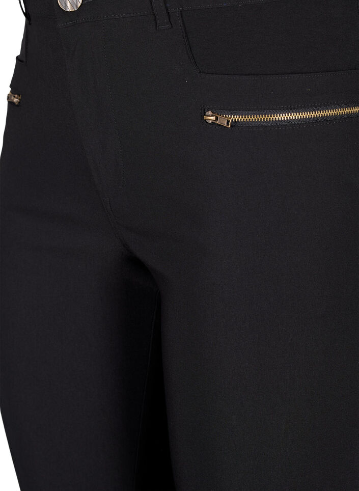 Close-fitting trousers with zipper details, Black, Packshot image number 2