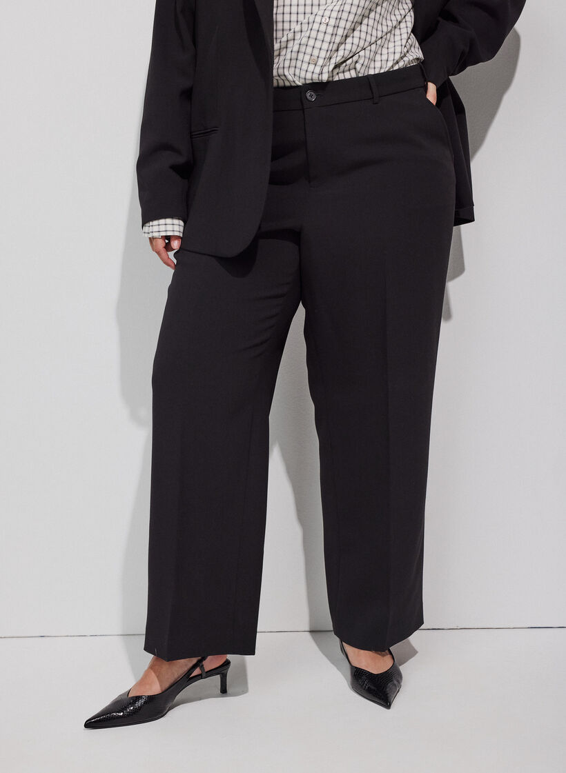 Tailored trousers with wide legs and high waist, Black, Model image number 2