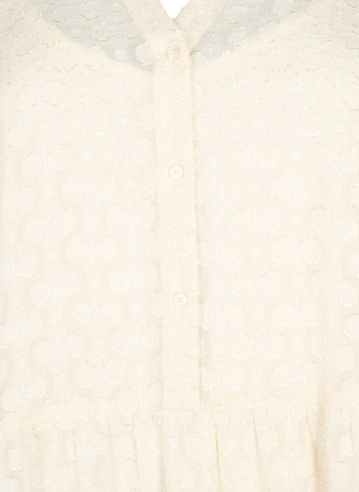 Jacquard dress with ruffle collar, Birch, Packshot image number 2
