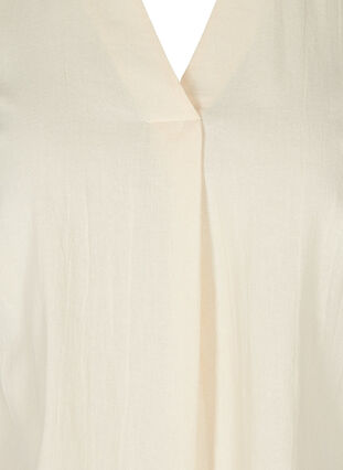 Short-sleeved cotton blouse with v-neck and collar, Mother Of Pearl, Packshot image number 2