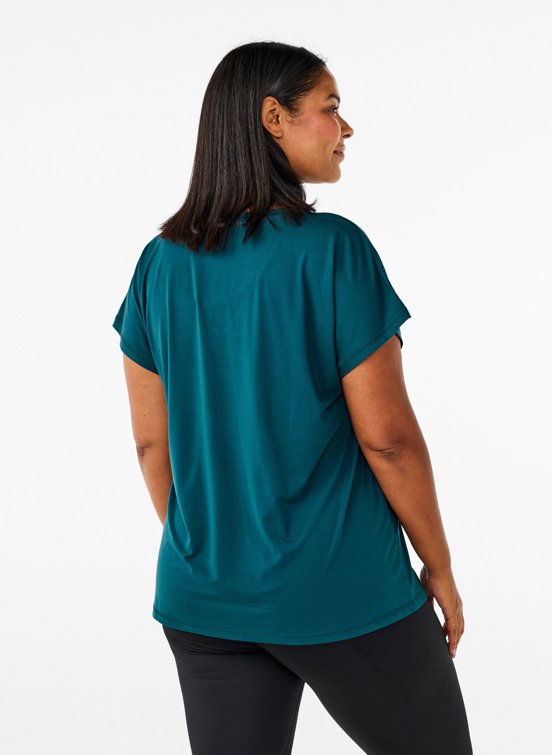 ZizzifashionLoose training t-shirt with v-neck, Green, Model image number 2
