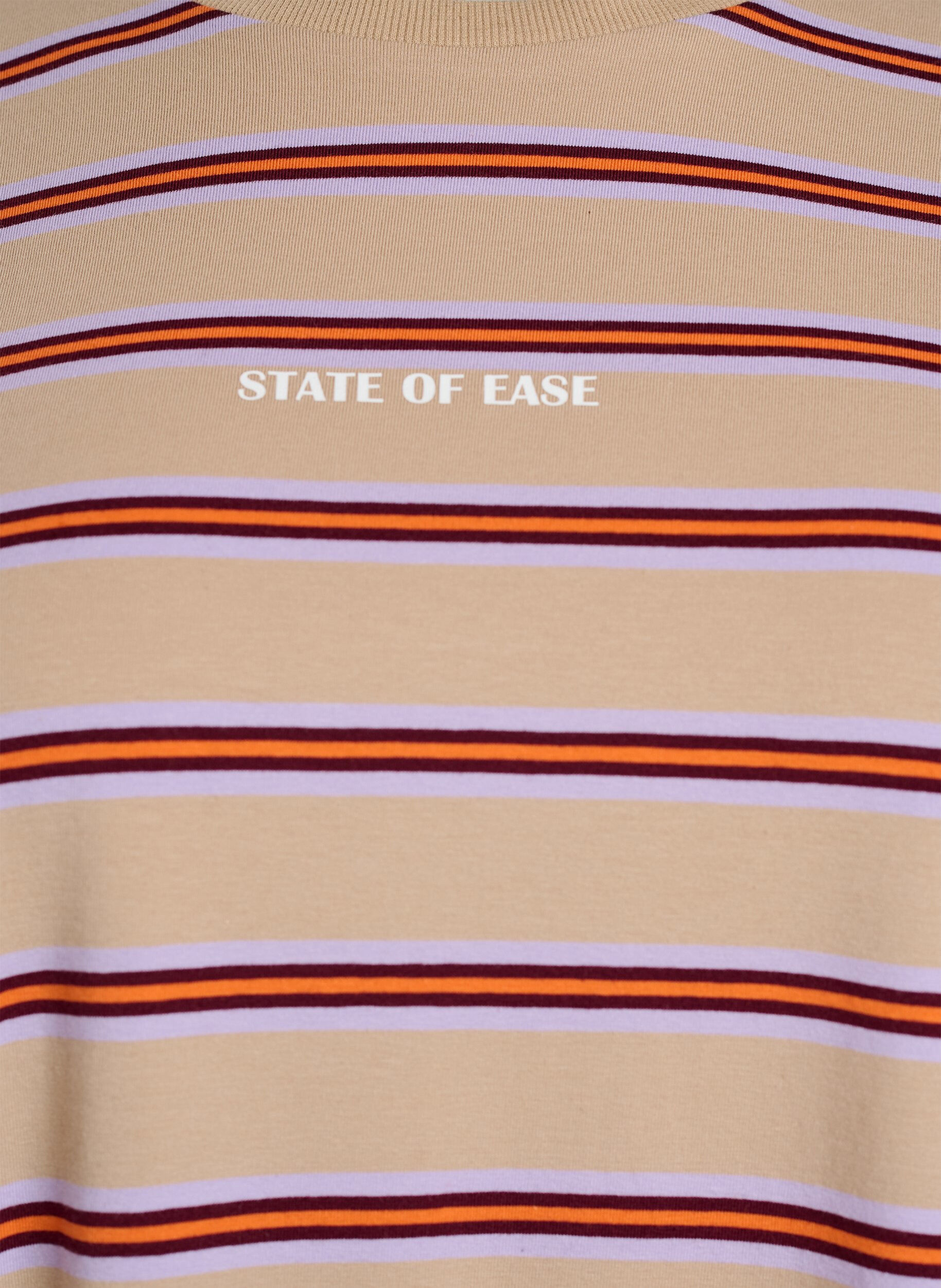 ZizzifashionOversized T-shirt with stripes and 1/2 sleeves, Beige, Packshot image number 2