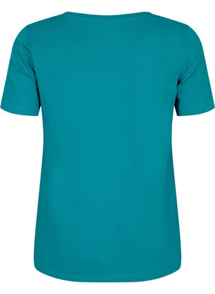 Basic plain cotton t-shirt, Deep Lake, Packshot image number 1