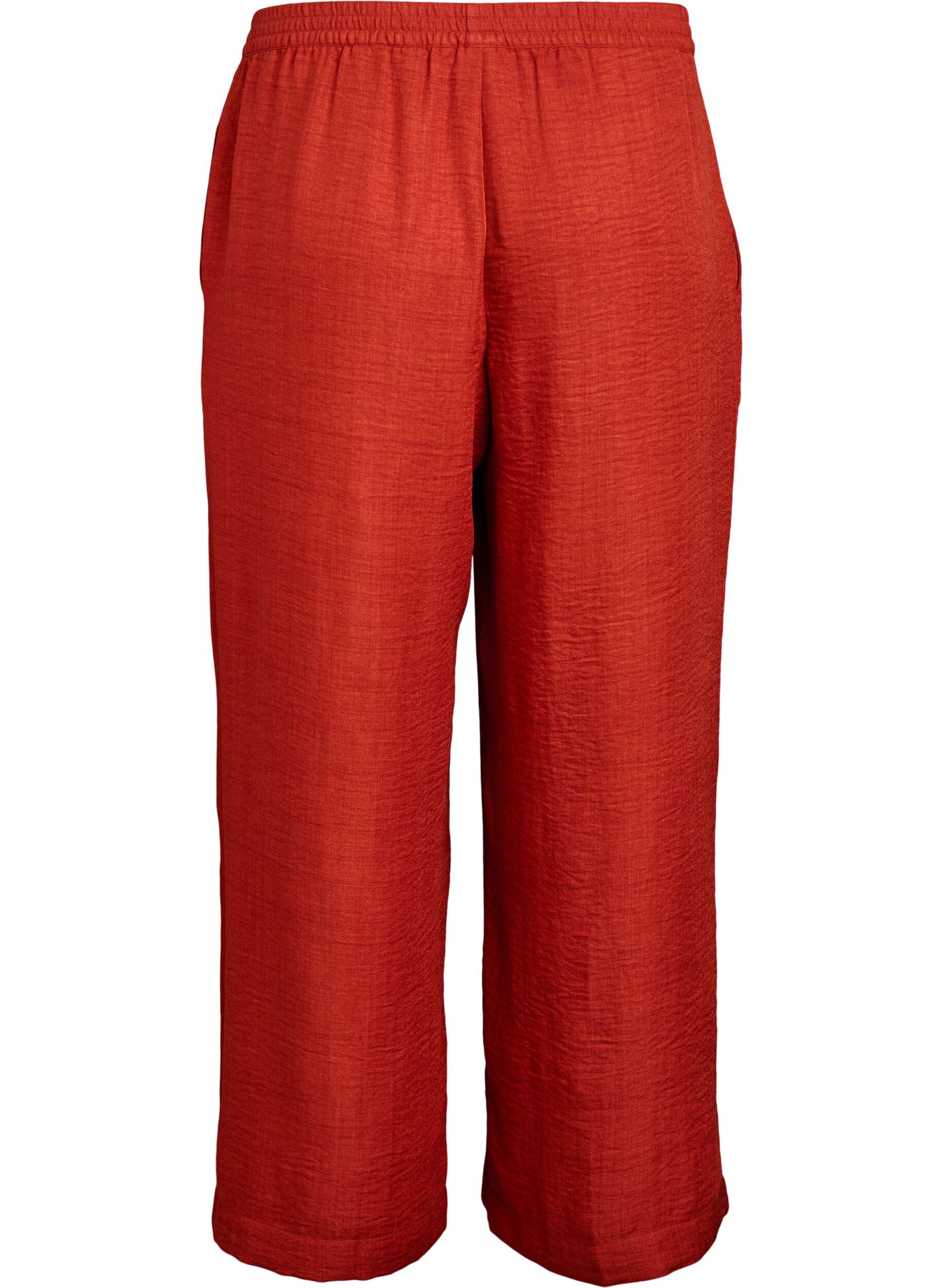 Zizzifashion Loose trousers with elasticated waistband and pockets, Red, Packshot image number 1