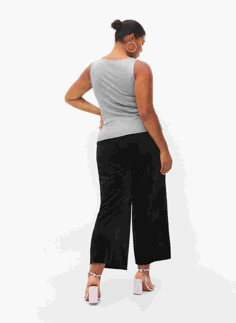 Wide leg velvet trousers, Black, Model image number 1