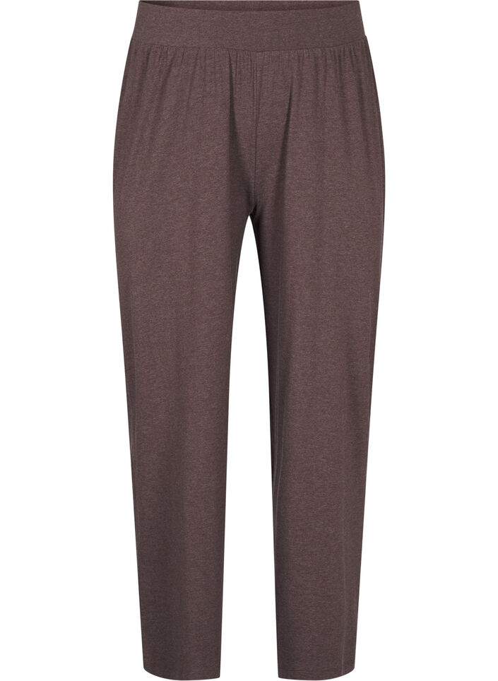 Jersey trousers with a straight fit and high waist, Bracken Mel., Packshot image number 0
