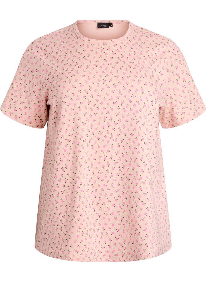 Cotton T-shirt with all-over print, Rose, Packshot image number 0