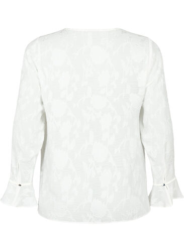 Long-sleeved shirt with jacquard look, Bright White, Packshot image number 1