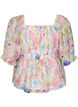 Lyocell blouse with floral print and sweetheart neckline, White, Packshot image number 1