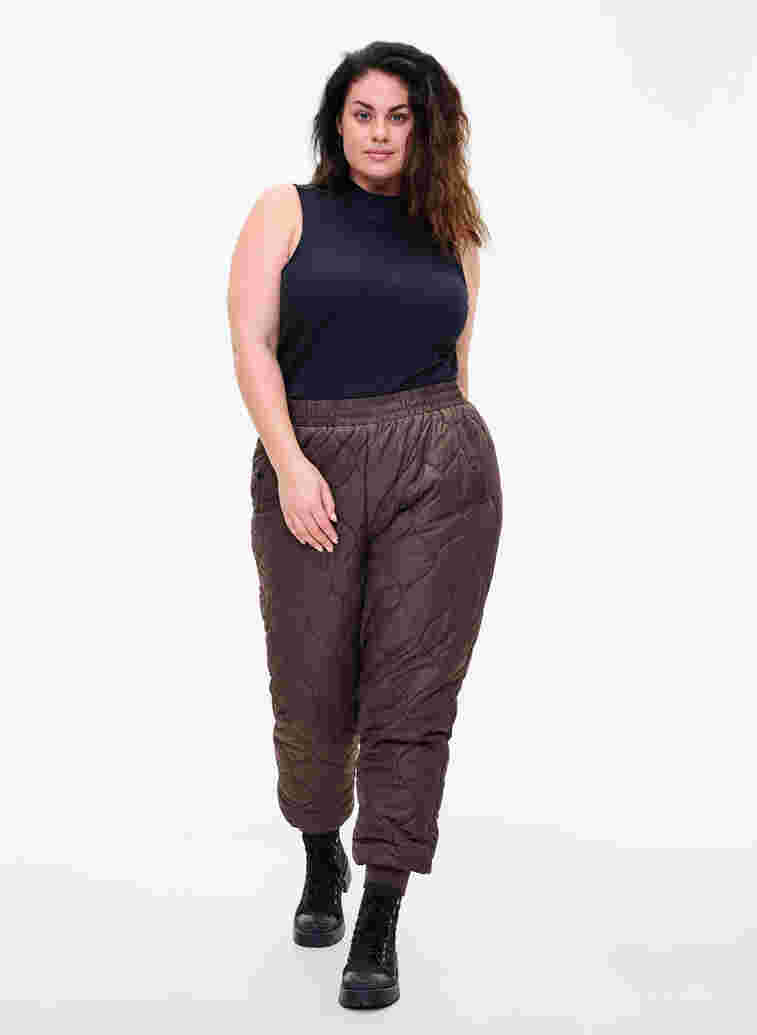 Quilted thermal trousers, Black Coffee, Model image number 2