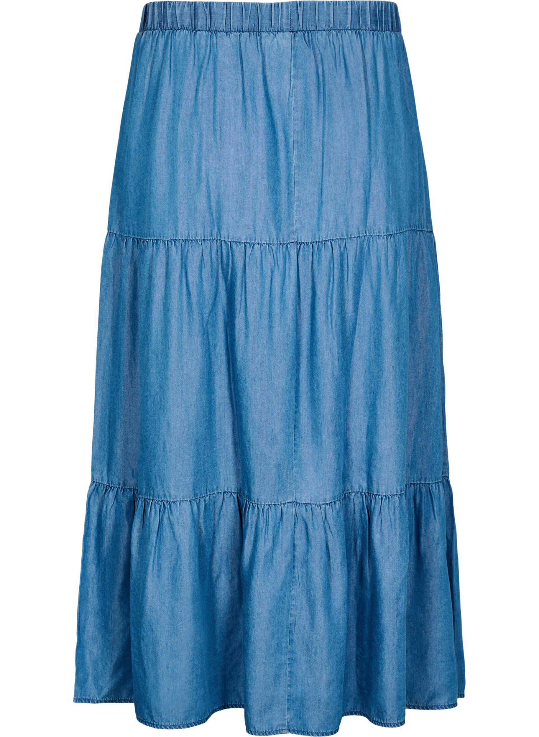 ZizzifashionDenim maxi skirt with ruffles, Blue, Packshot image number 1