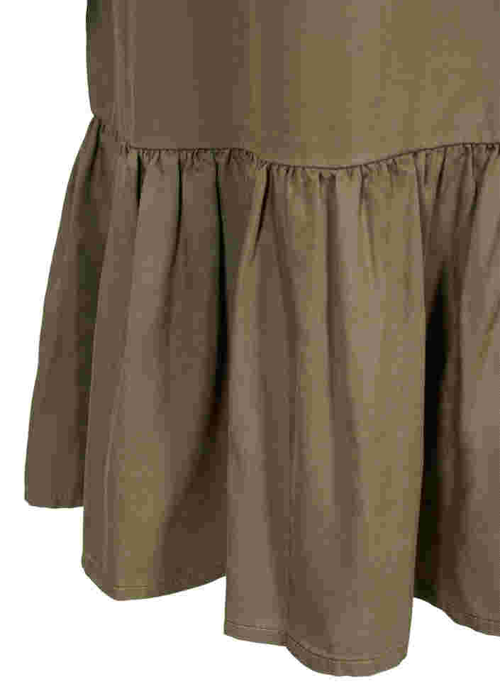 Dress with ruffle trim and 3/4 sleeves, Dusty Olive, Packshot image number 3