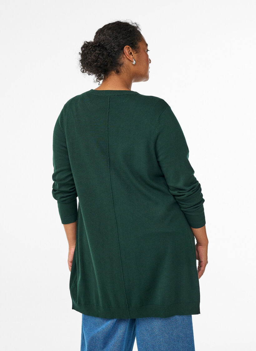 Long knitted cardigan in a viscose blend, Green, Model image number 2