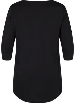 Cotton t-shirt with 3/4 sleeves, Black RO, Packshot image number 1