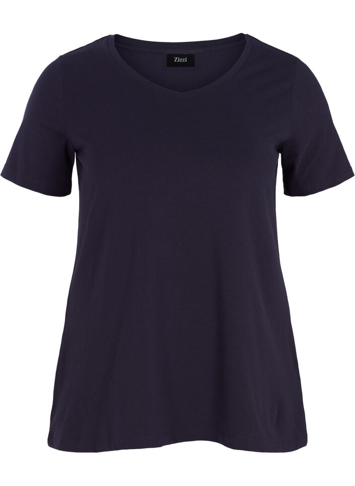 Basic plain cotton t-shirt, Blue, Packshot image number 0