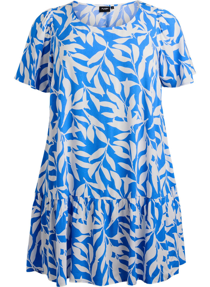 FLASH - Dress in viscose with cutline, Blue, Packshot image number 0