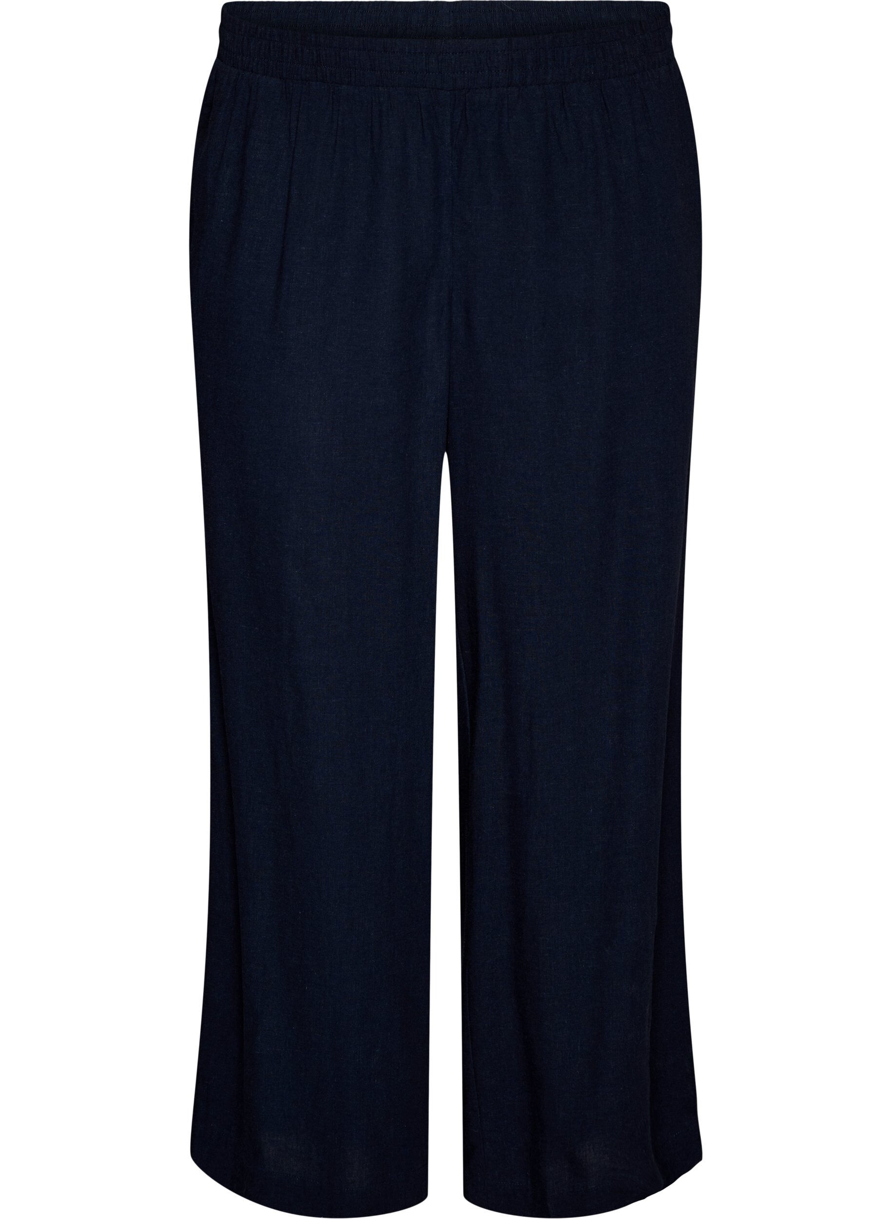 Wide-leg linen and viscose trousers