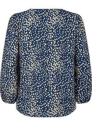 Blouse with puff sleeves, Navy B./Beige Dot, Packshot image number 1