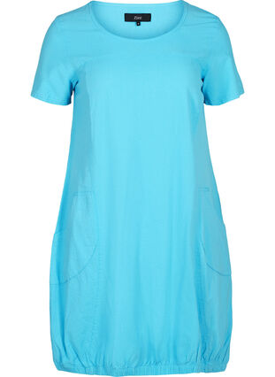 Short-sleeved cotton dress, River Blue, Packshot image number 0