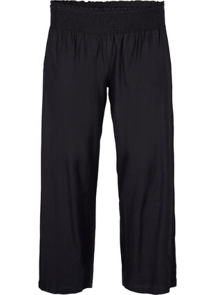 Smock pants with linen, Black, Packshot image number 0