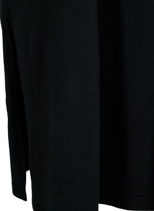 Short sleeve cotton dress with slit, Black, Packshot image number 3