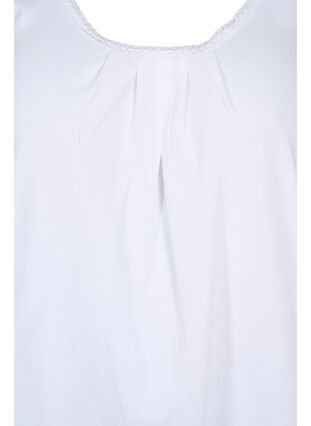 Cotton top with rounded neckline and lace trim, Bright White, Packshot image number 2