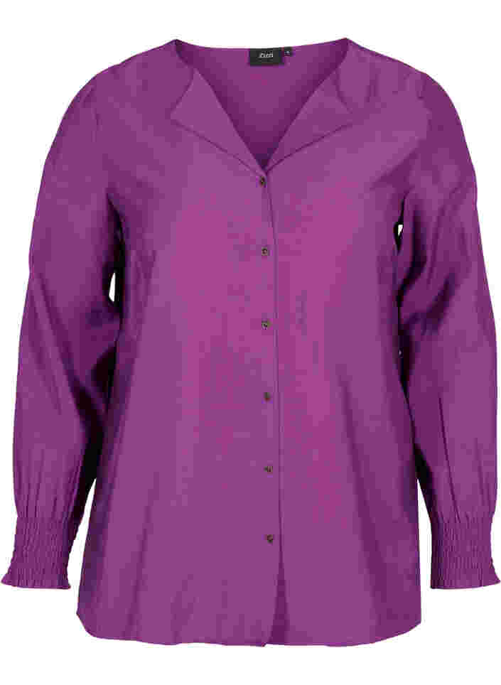 Viscose shirt with smock sleeves, Grape Juice, Packshot image number 0