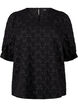 Short-sleeved jacquard blouse with bows, Black W. Bow, Packshot image number 0